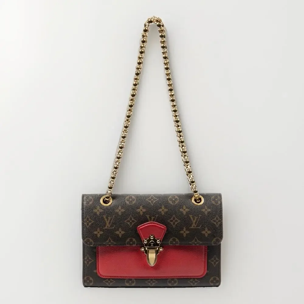 Louis Vuitton Monogram Victoire Bag - Cerise (Cherry) Red Leather Flap PRISTINE